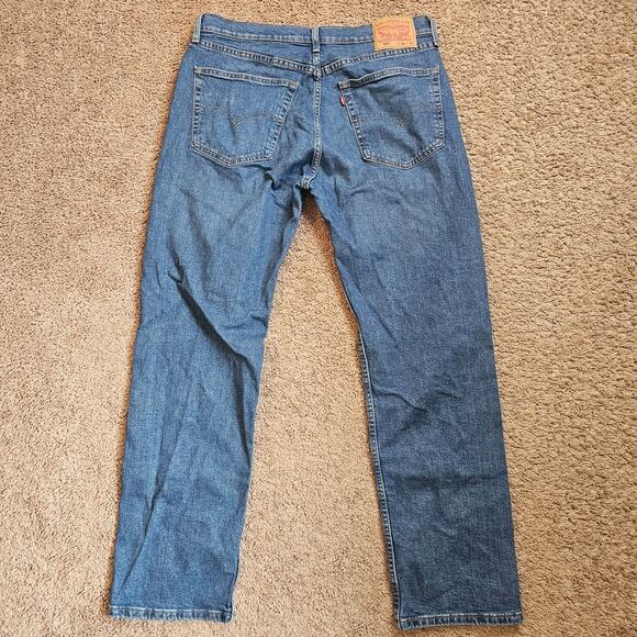 Levis 505 Jeans Mens 36x32 Fit 36x31 Blue Denim Stretch Straight Cowboy Rodeo - Picture 7 of 14